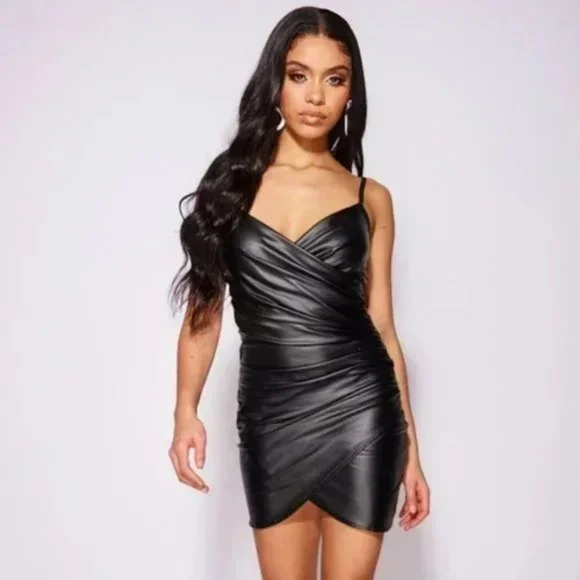 chinese dress ladies Strapless Artificial Leather Bodycon Mini Dress – Sweet & Scandalous main image 1